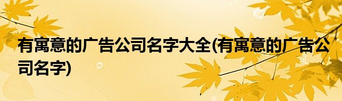 有寓意的广告公司名字大全(有寓意的广告公司名字)
