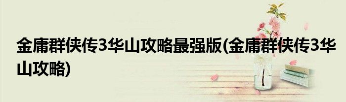 金庸群侠传3华山攻略最强版(金庸群侠传3华山攻略)