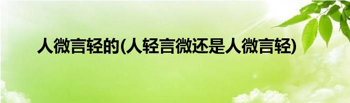 人微言轻的(人轻言微还是人微言轻)