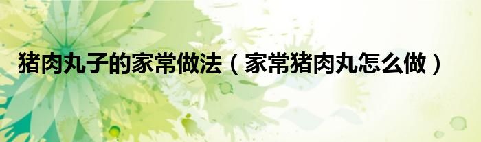 猪肉丸子的家常做法（家常猪肉丸怎么做）