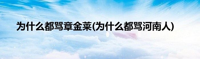 为什么都骂章金莱(为什么都骂河南人)