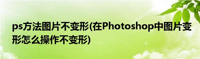 ps方法图片不变形(在Photoshop中图片变形怎么操作不变形)