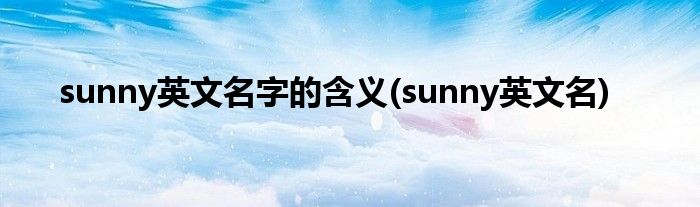 sunny英文名字的含义(sunny英文名)
