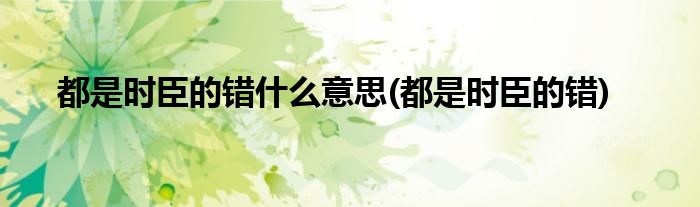 都是时臣的错什么意思(都是时臣的错)