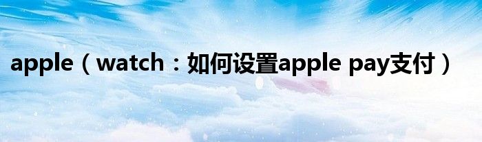 apple（watch：如何设置apple pay支付）