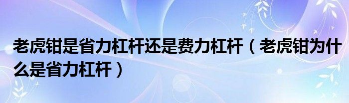 老虎钳是省力杠杆还是费力杠杆（老虎钳为什么是省力杠杆）