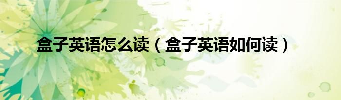 盒子英语怎么读（盒子英语如何读）