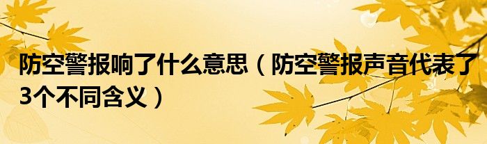 防空警报响了什么意思（防空警报声音代表了3个不同含义）