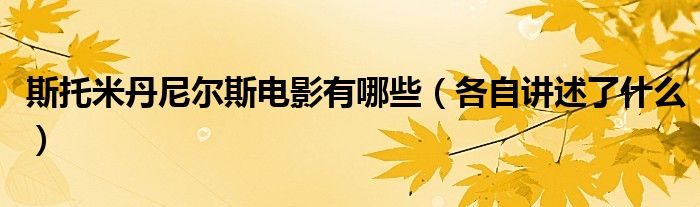 斯托米丹尼尔斯电影有哪些（各自讲述了什么）
