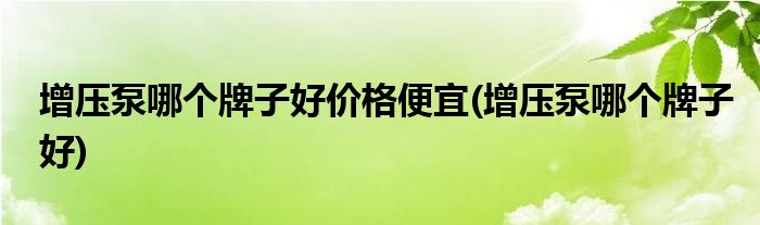 增压泵哪个牌子好价格便宜(增压泵哪个牌子好)