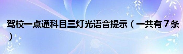驾校一点通科目三灯光语音提示（一共有７条）