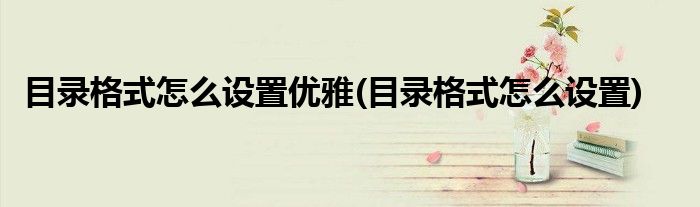 目录格式怎么设置优雅(目录格式怎么设置)