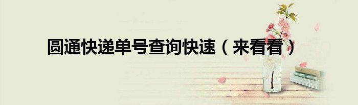 圆通快递单号查询快速（来看看）