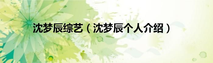 沈梦辰综艺（沈梦辰个人介绍）