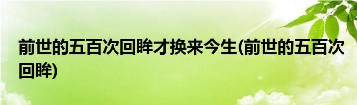 前世的五百次回眸才换来今生(前世的五百次回眸)