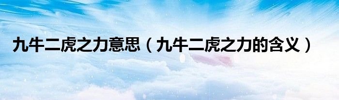 九牛二虎之力意思（九牛二虎之力的含义）