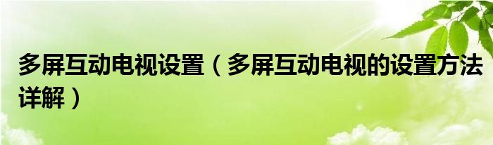多屏互动电视设置（多屏互动电视的设置方法详解）