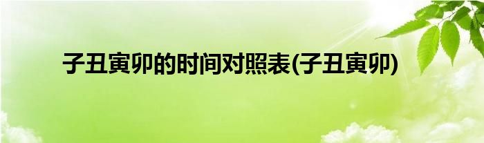 子丑寅卯的时间对照表(子丑寅卯)