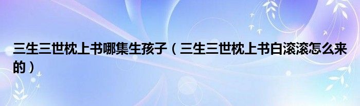 三生三世枕上书哪集生孩子（三生三世枕上书白滚滚怎么来的）