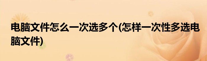 电脑文件怎么一次选多个(怎样一次性多选电脑文件)