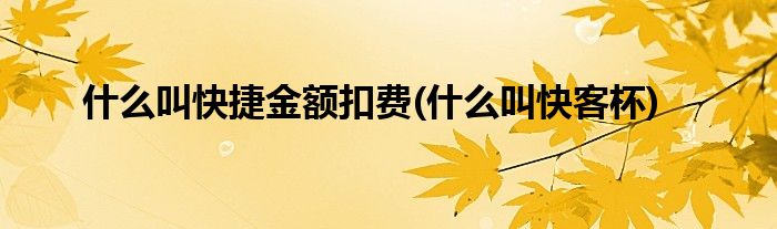 什么叫快捷金额扣费(什么叫快客杯)