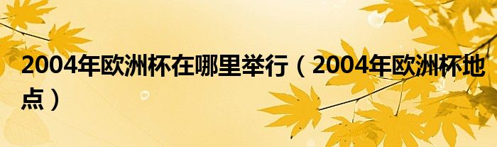 2004年欧洲杯在哪里举行（2004年欧洲杯地点）