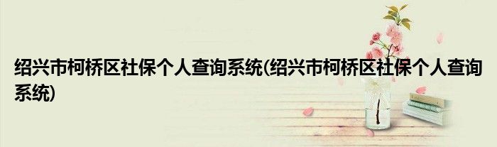 绍兴市柯桥区社保个人查询系统(绍兴市柯桥区社保个人查询系统)