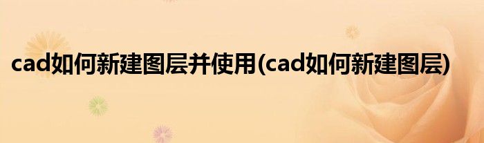 cad如何新建图层并使用(cad如何新建图层)