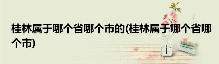 桂林属于哪个省哪个市的(桂林属于哪个省哪个市)