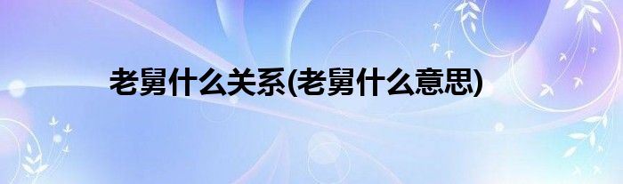 老舅什么关系(老舅什么意思)