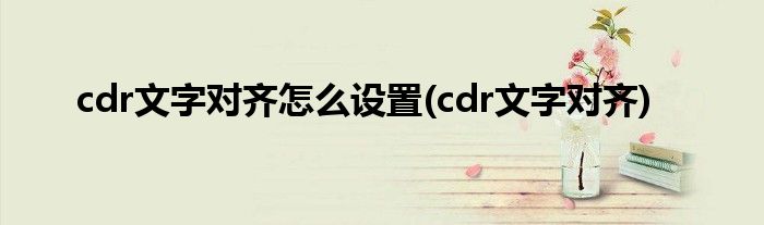 cdr文字对齐怎么设置(cdr文字对齐)