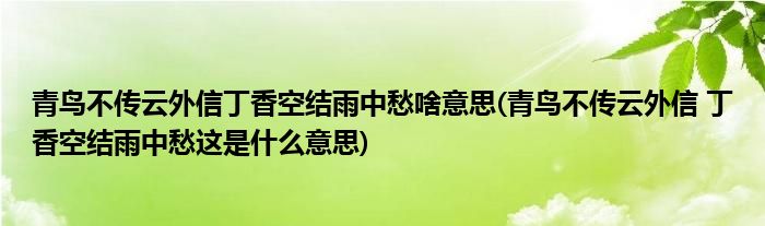 青鸟不传云外信丁香空结雨中愁啥意思(青鸟不传云外信 丁香空结雨中愁这是什么意思)