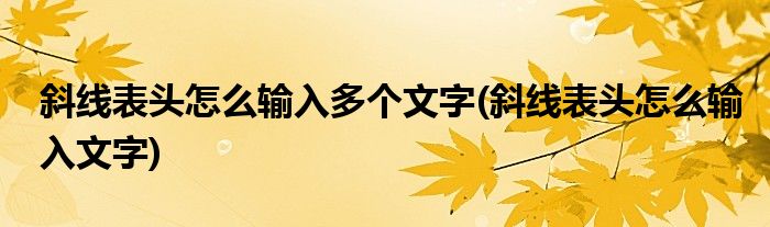 斜线表头怎么输入多个文字(斜线表头怎么输入文字)