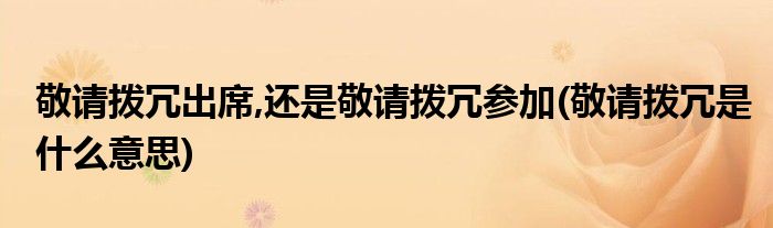 敬请拨冗出席,还是敬请拨冗参加(敬请拨冗是什么意思)