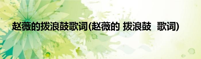 赵薇的拨浪鼓歌词(赵薇的 拨浪鼓  歌词)