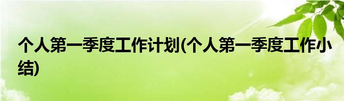 个人第一季度工作计划(个人第一季度工作小结)
