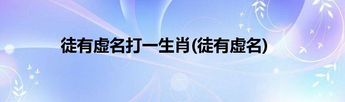 徒有虚名打一生肖(徒有虚名)