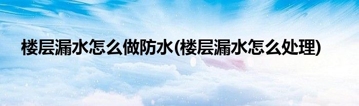 楼层漏水怎么做防水(楼层漏水怎么处理)