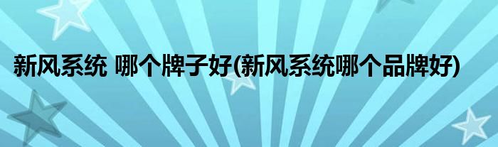 新风系统 哪个牌子好(新风系统哪个品牌好)