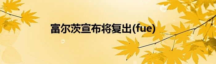富尔茨宣布将复出(fue)