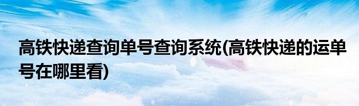 高铁快递查询单号查询系统(高铁快递的运单号在哪里看)