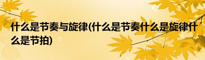 什么是节奏与旋律(什么是节奏什么是旋律什么是节拍)