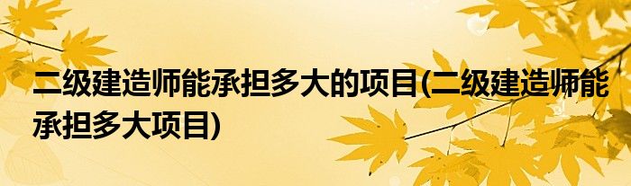 二级建造师能承担多大的项目(二级建造师能承担多大项目)