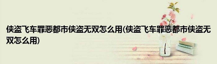 侠盗飞车罪恶都市侠盗无双怎么用(侠盗飞车罪恶都市侠盗无双怎么用)