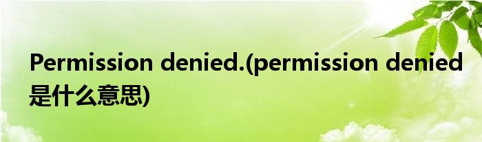 Permission denied.(permission denied是什么意思)