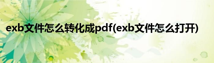 exb文件怎么转化成pdf(exb文件怎么打开)