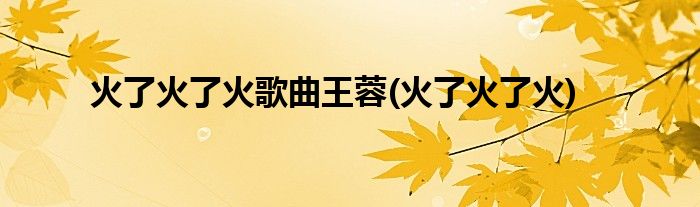 火了火了火歌曲王蓉(火了火了火)