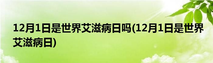 12月1日是世界艾滋病日吗(12月1日是世界艾滋病日)