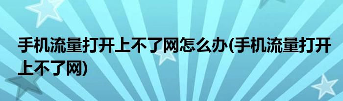 手机流量打开上不了网怎么办(手机流量打开上不了网)