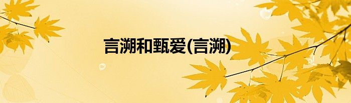 言溯和甄爱(言溯)